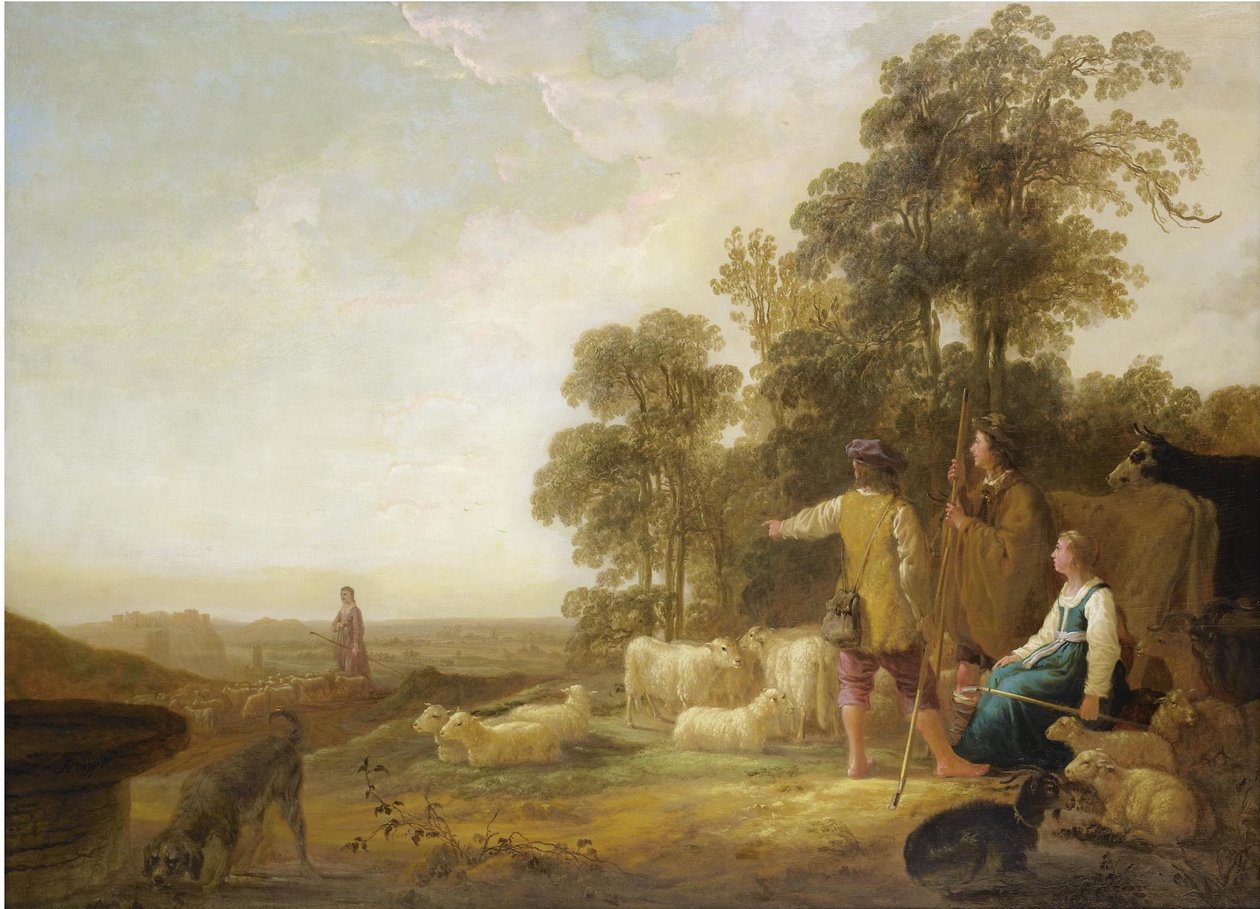 Paisaje con pastores y pastoras de Aelbert Cuyp