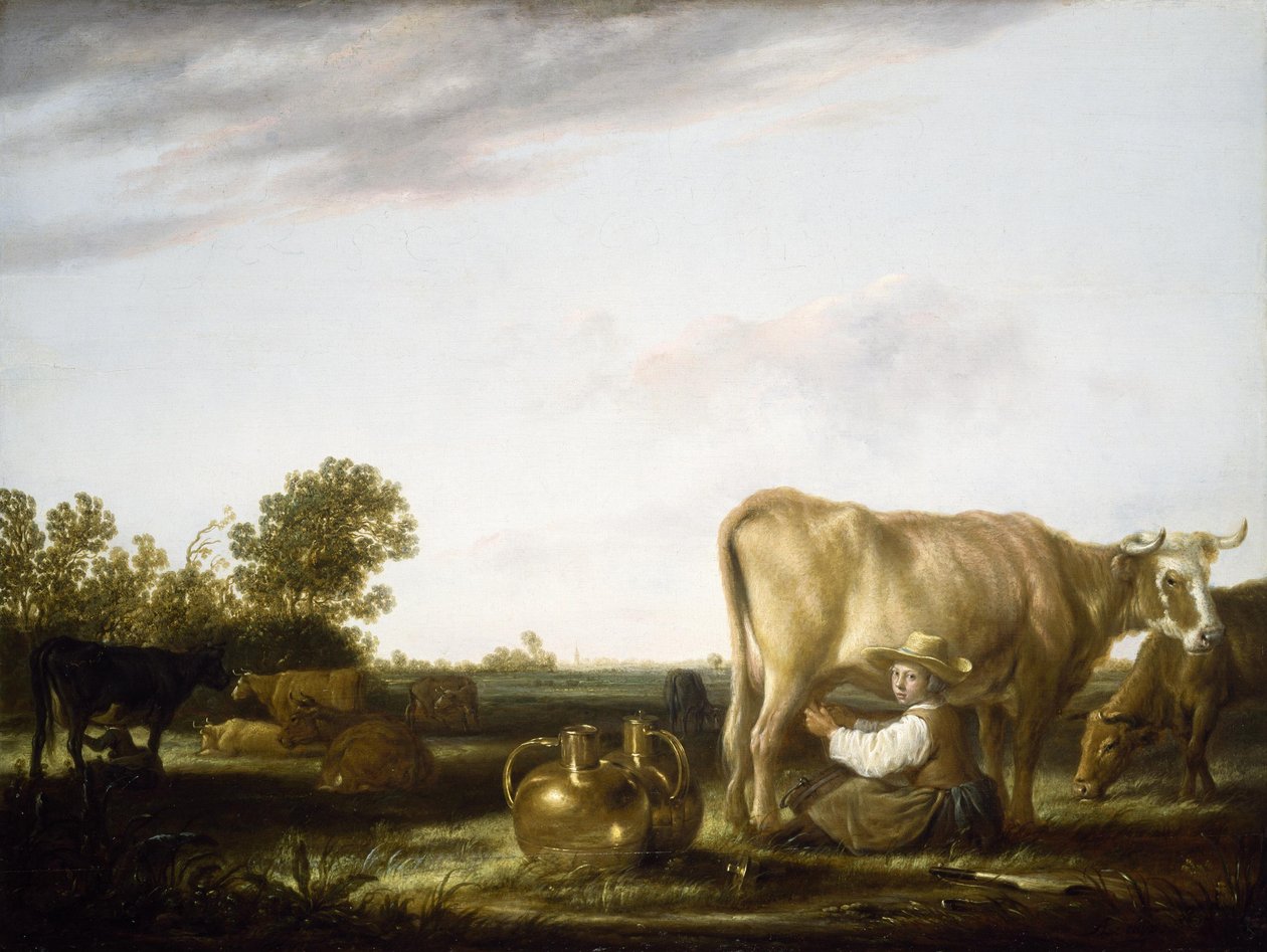 Ordeñar vacas de Aelbert Cuyp