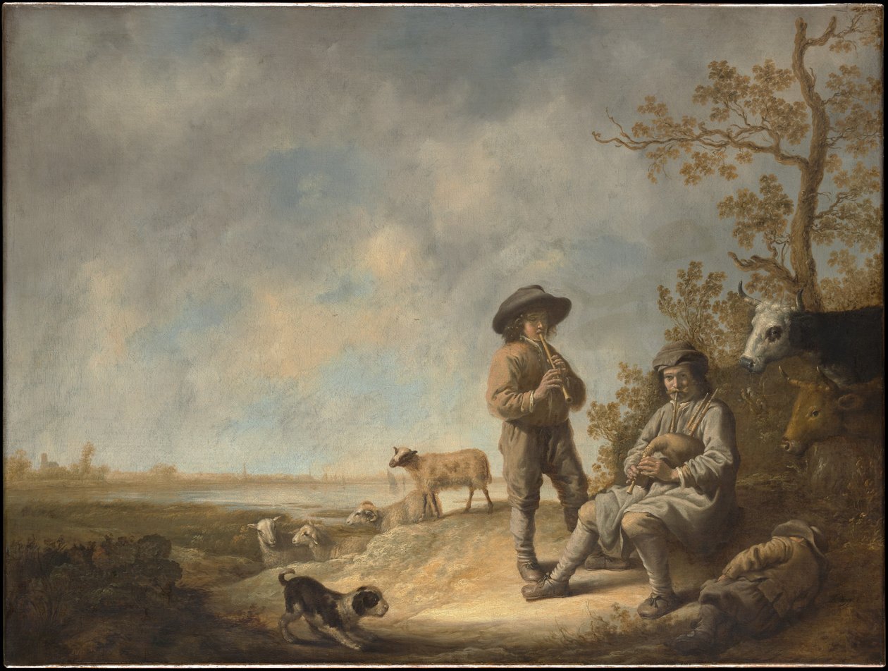 Pastores tocando la flauta de Aelbert Cuyp