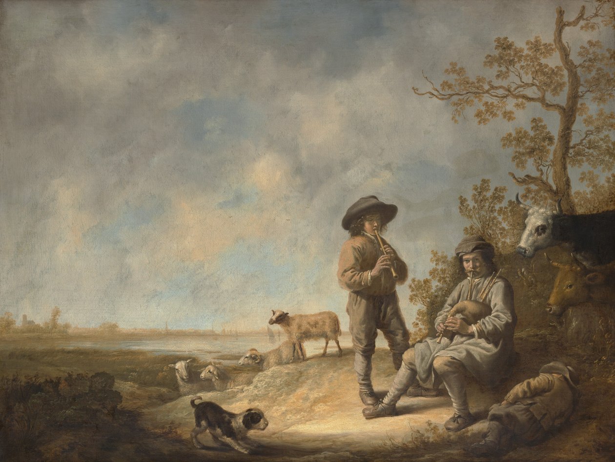Pastores tocando la flauta de Aelbert Cuyp