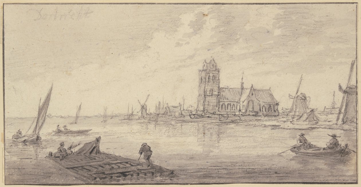 Balsas de madera frente a Dordrecht de Aelbert Cuyp