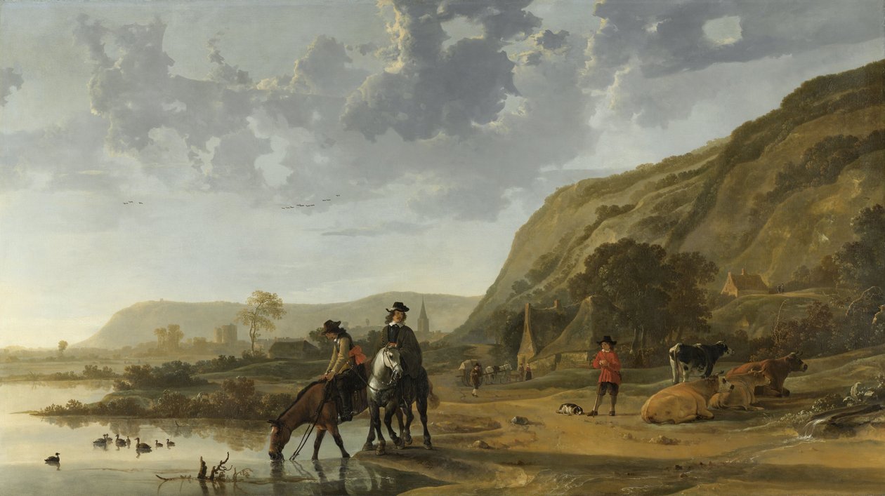 Paisaje fluvial con jinetes, 1653-7 de Aelbert Cuyp