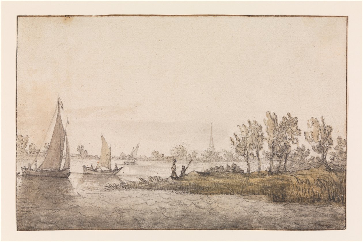 Paisaje fluvial con veleros de Aelbert Cuyp