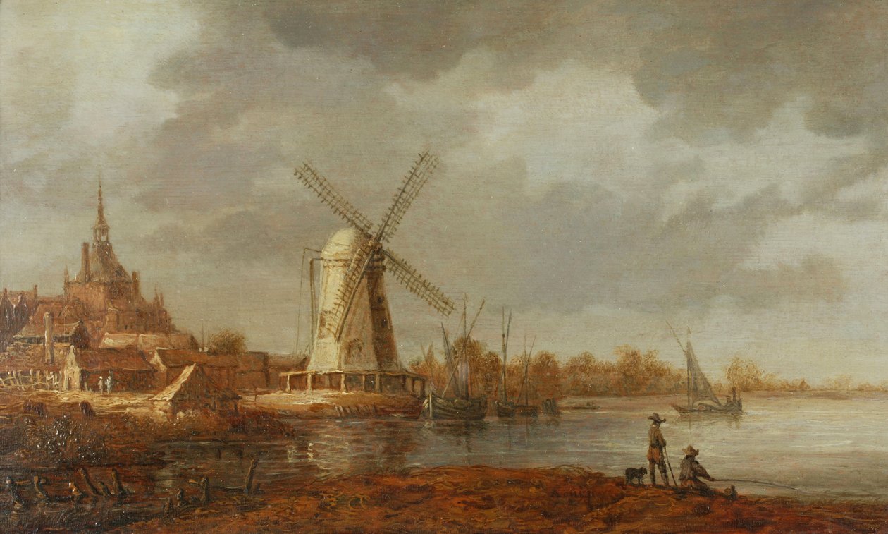 Escena fluvial con vistas a Dordrecht (óleo sobre tabla) de Aelbert Cuyp