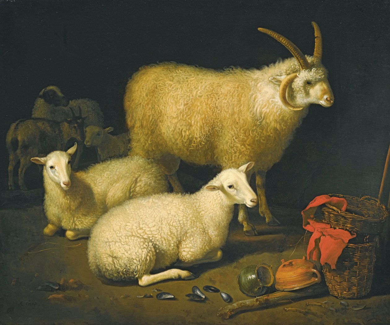 Ovejas en un establo de Aelbert Cuyp