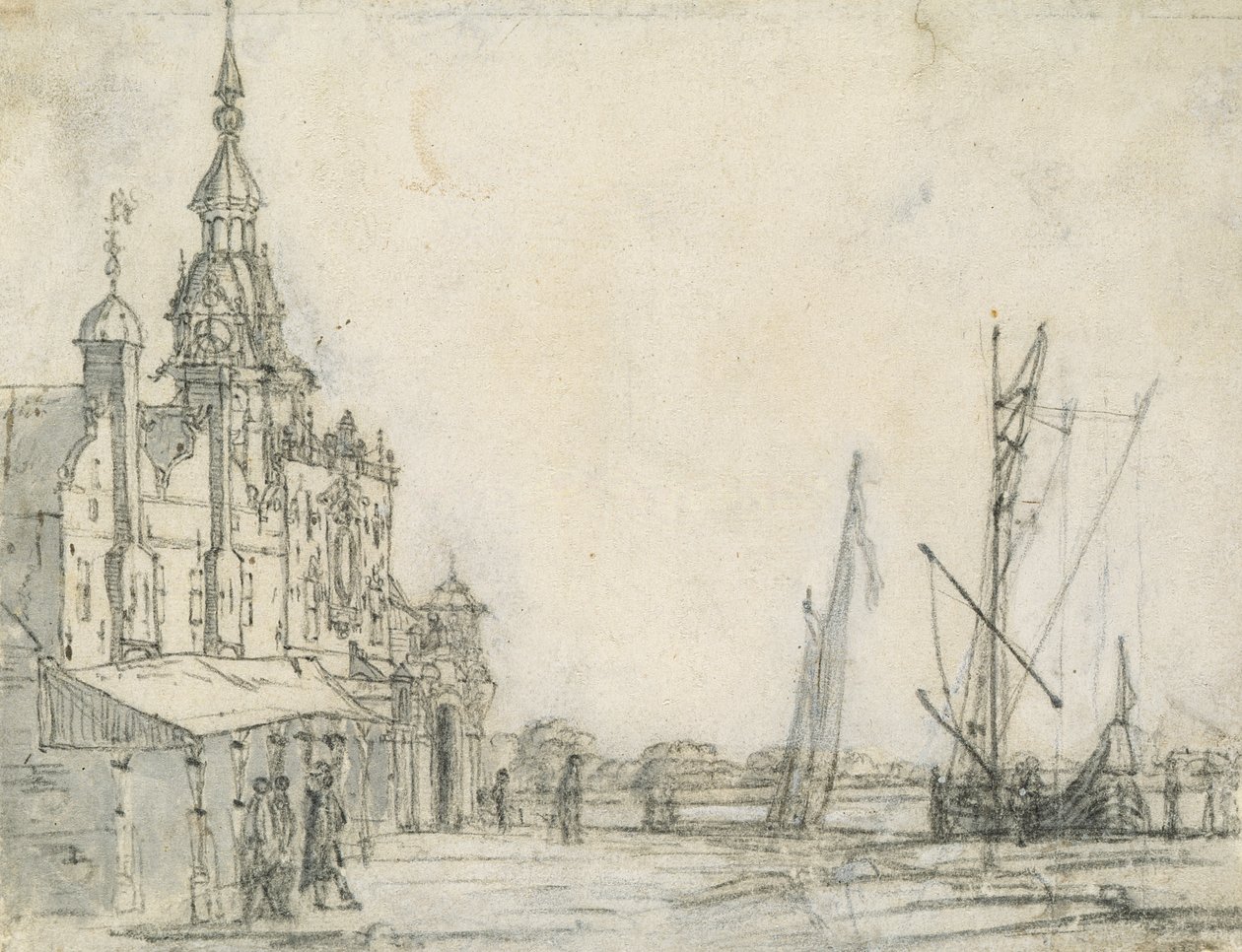 Vista del Groothoofdspoort desde el noreste, Dordrecht, 1618 de Aelbert Cuyp