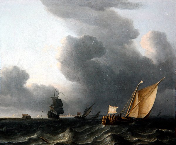 Dos Smalschips Holandeses y un Hombre de Guerra de Aernout Smit