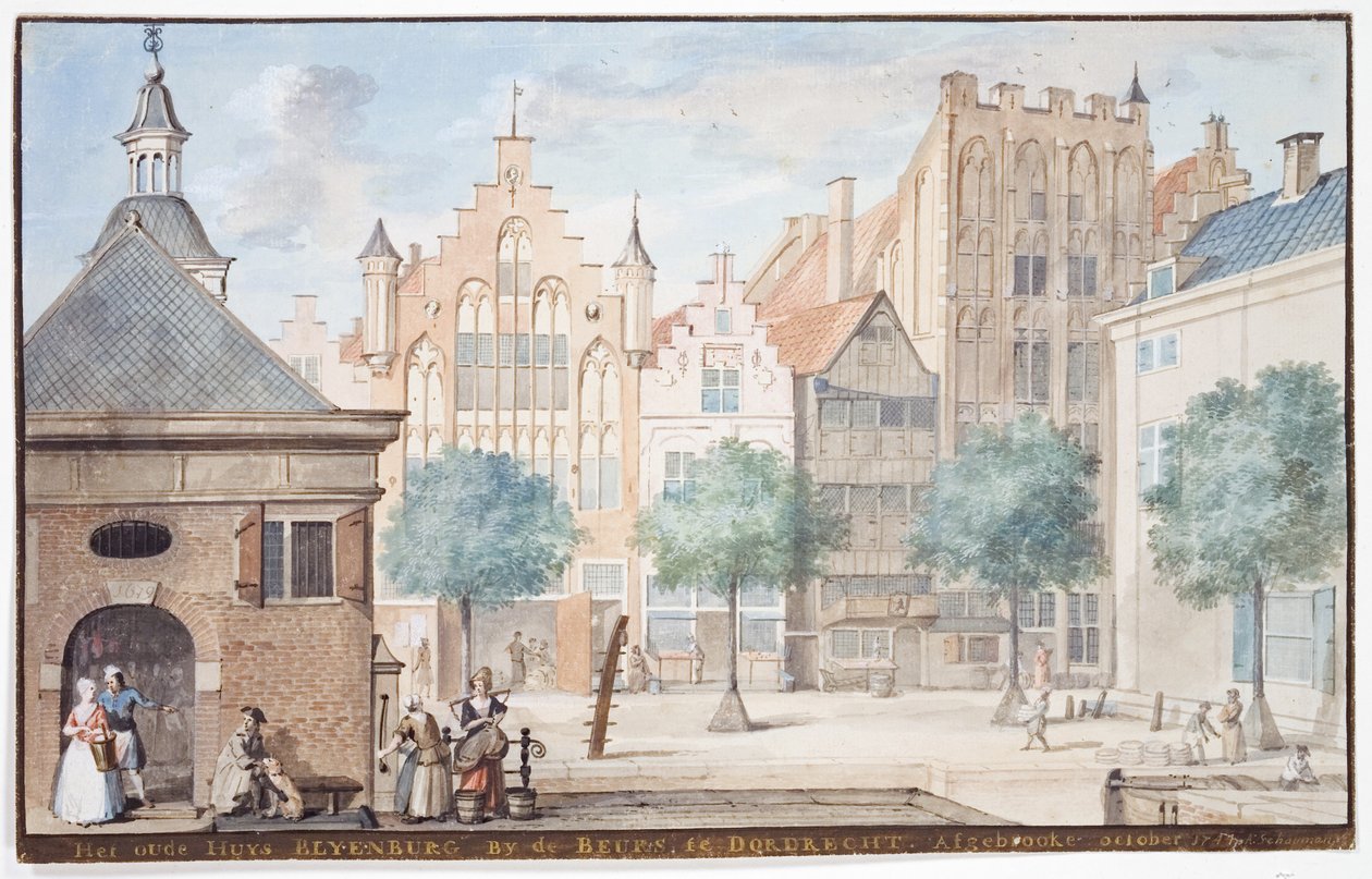 Vista de la Wijnstraat, Dordrecht 1745 de Aert Schouman