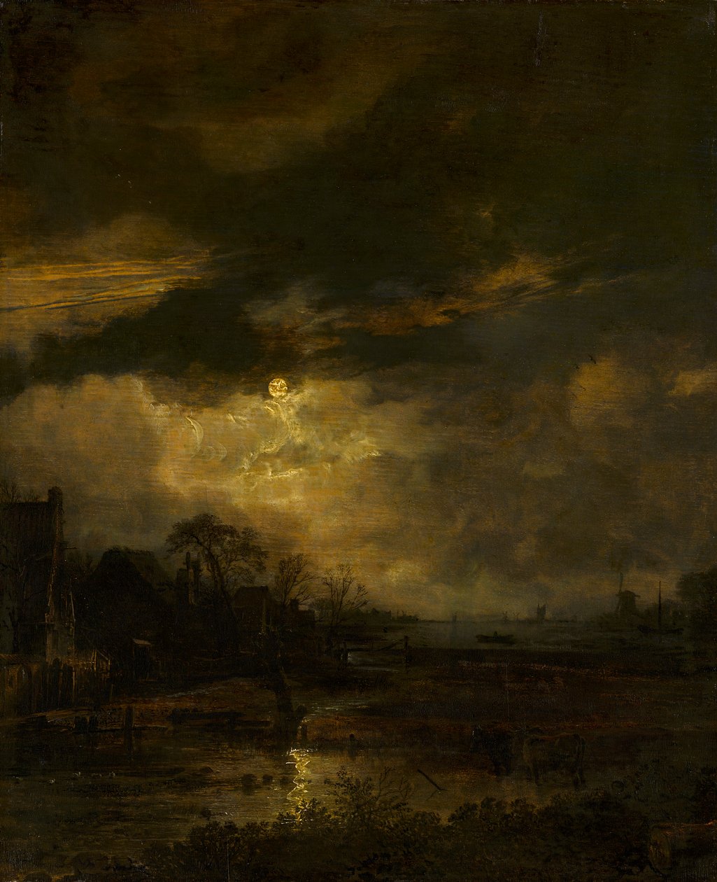 Paisaje al atardecer de Aert van der Neer