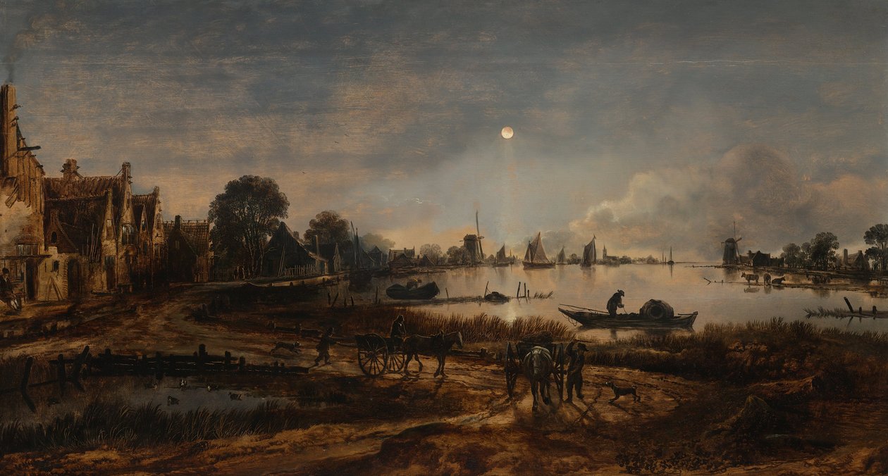 Vista del río a la luz de la luna de Aert van der Neer