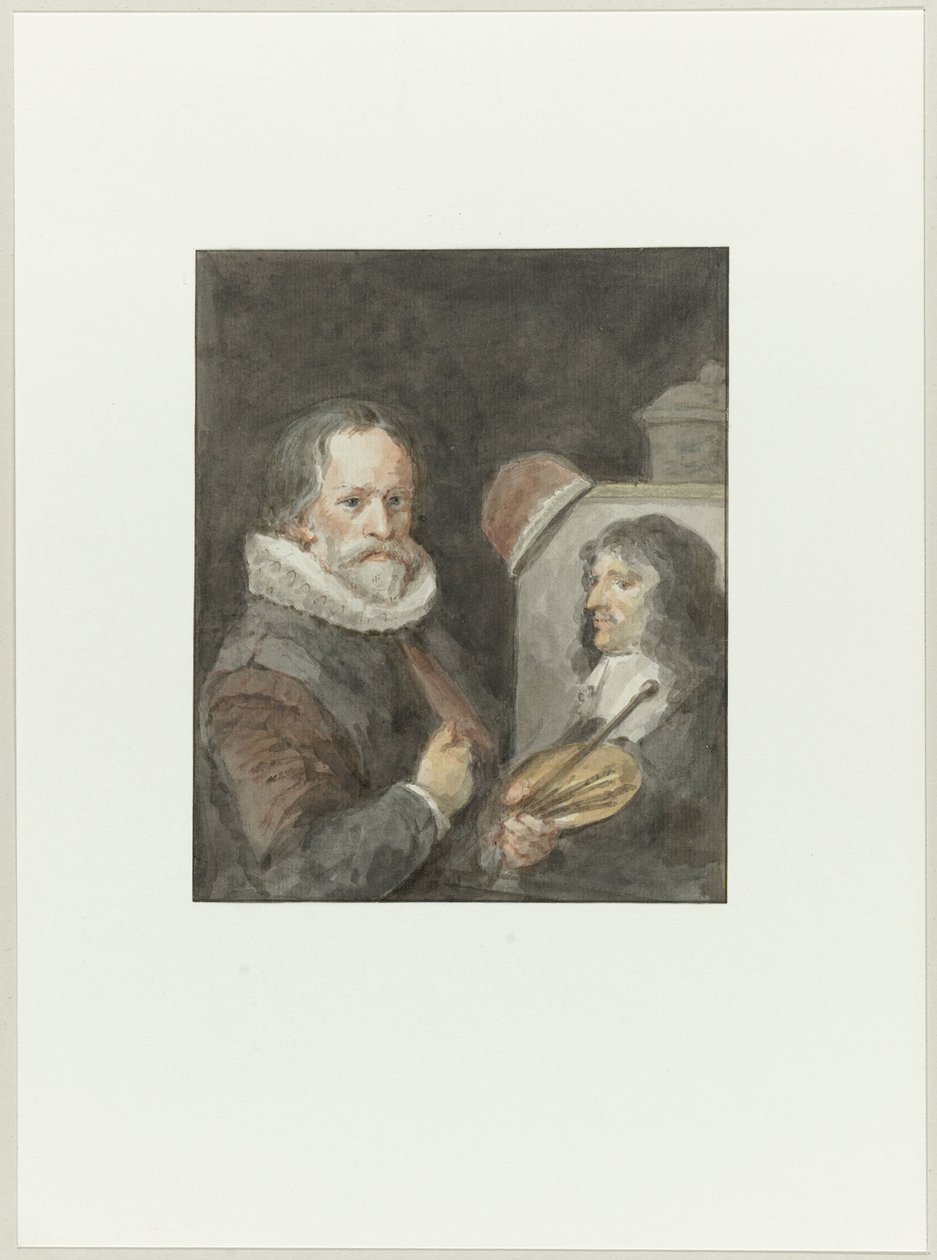 Retrato de Michiel van Mierevelt mientras pinta a Jacob Willemsz. Delff de Aert Schouman