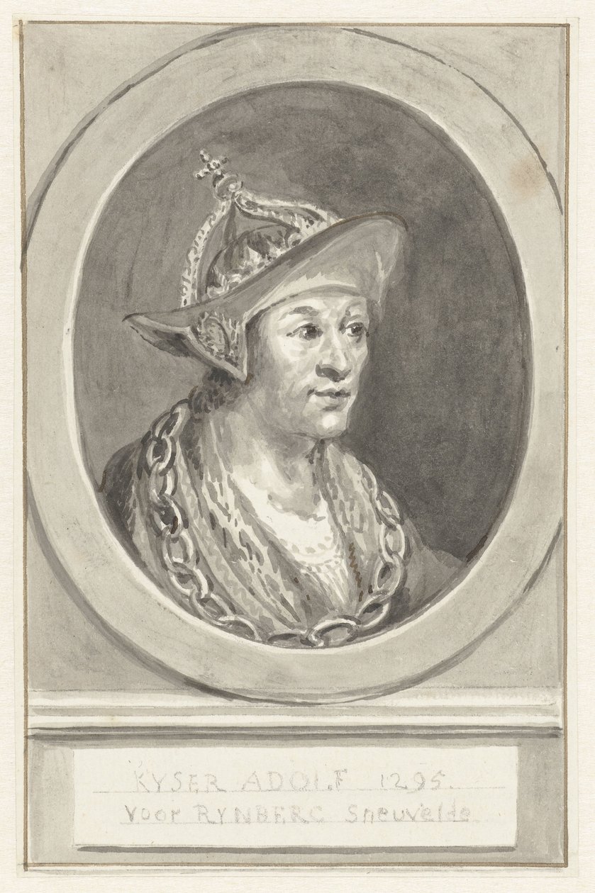 Retrato del emperador Adolf VII de Nassau, en óvalo, mirando hacia la derecha de Aert Schouman
