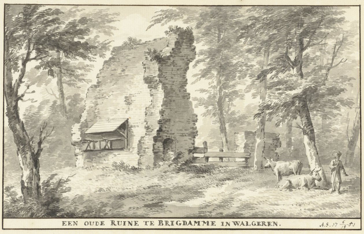 Ruinas de Brigdamme en Walcheren Una antigua ruina en Brigdamme en Walgeren (título sobre el objeto) de Aert Schouman