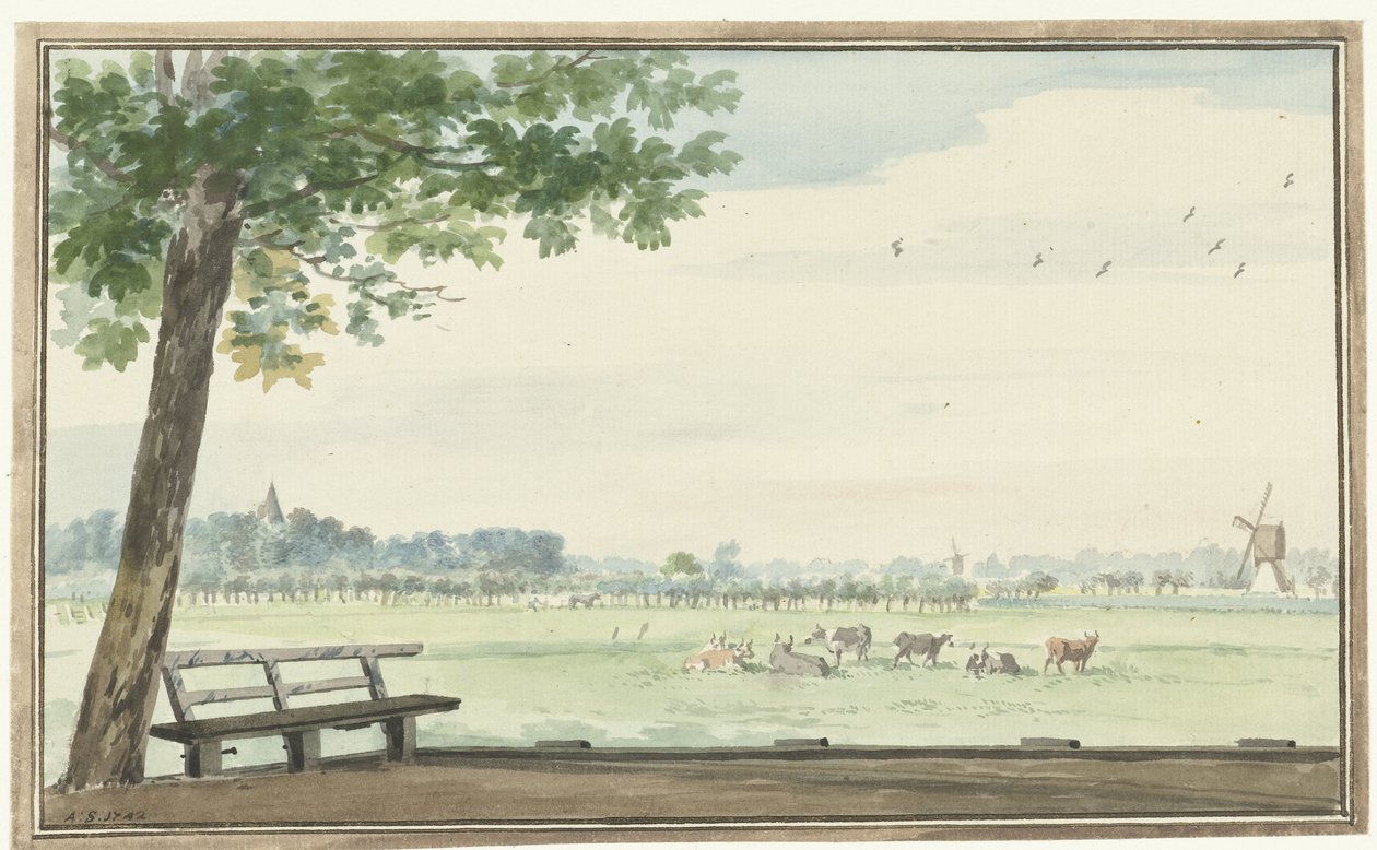 El Hamlet, De Lindt, en el Zwijndrechtse Waard, cerca de Meerdervoort de Aert Schouman