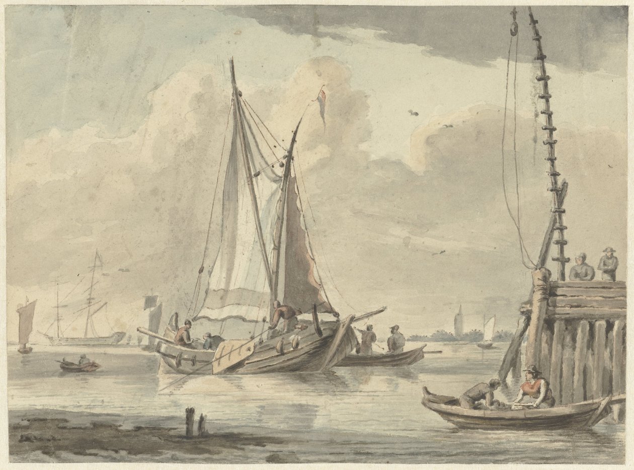 Veleros en el río cerca de Dordrecht de Aert Schouman