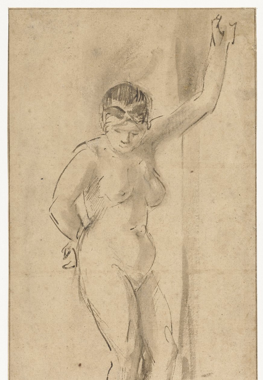 Desnudo femenino de pie con el brazo levantado de Aert de Gelder (attributed to)