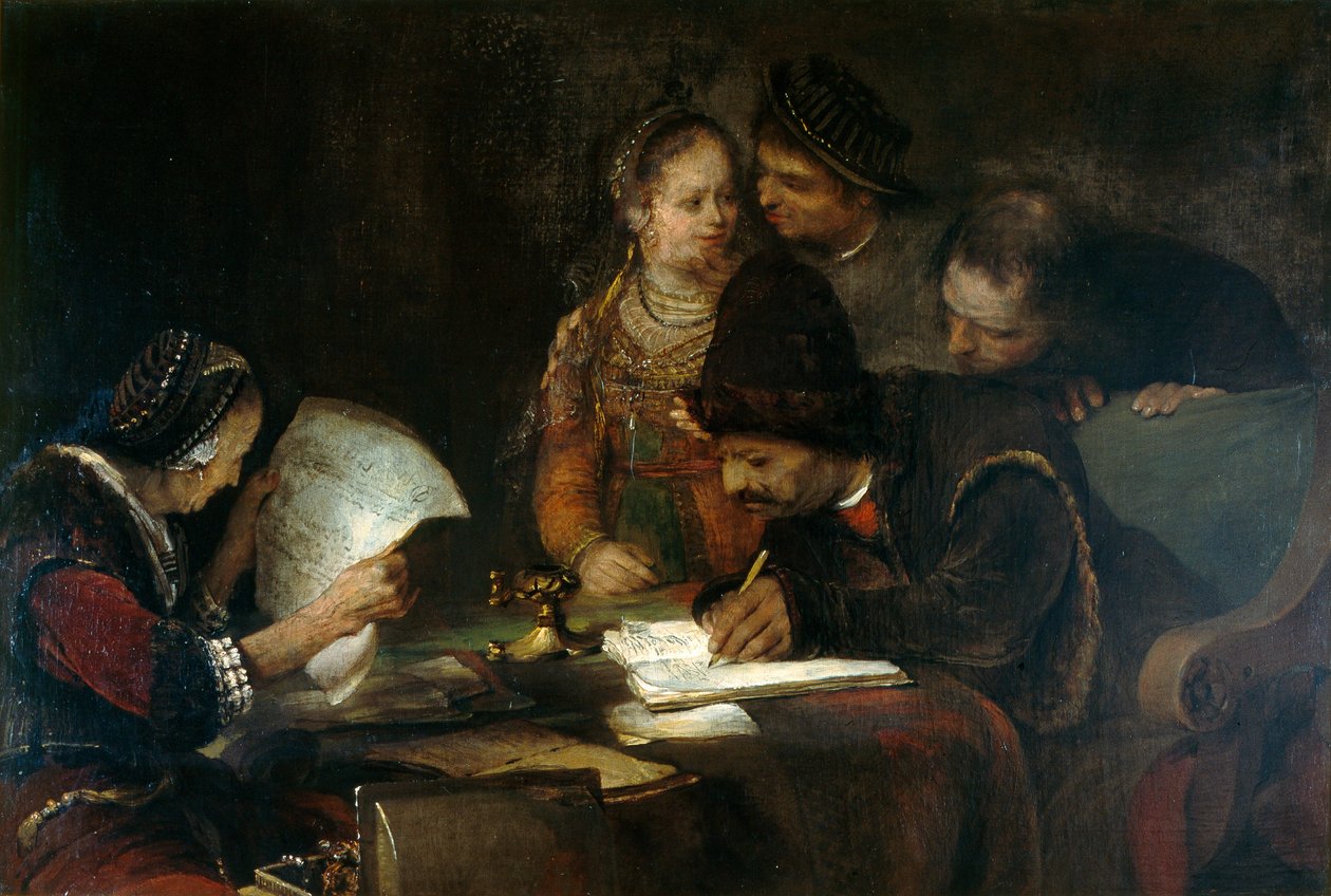 El contrato matrimonial, c.1670 (óleo sobre lienzo) de Aert de Gelder