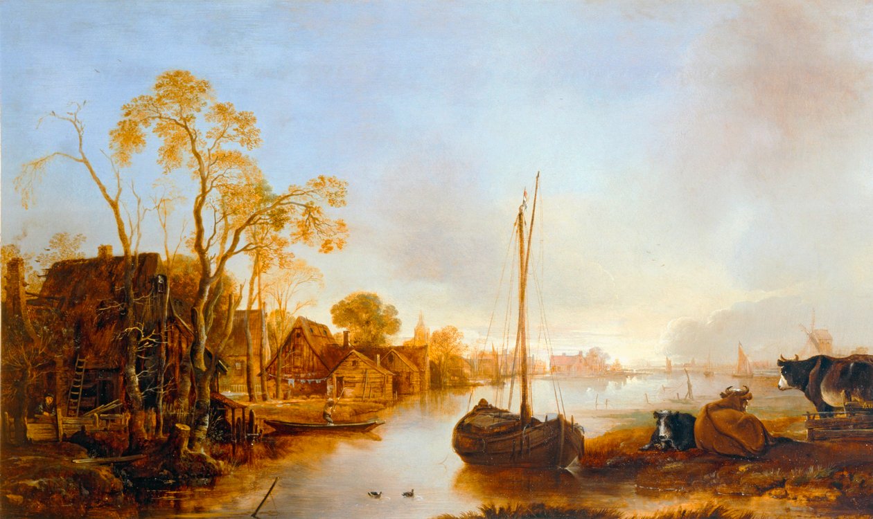 Borde de un canal en Holanda ... de Aert van der (after) Neer