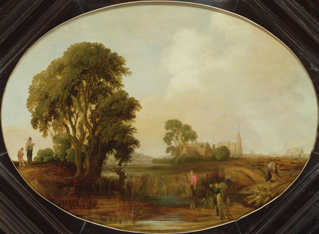 Un paisaje con cortadores de cañas, siglo XVII de Aert van der Neer