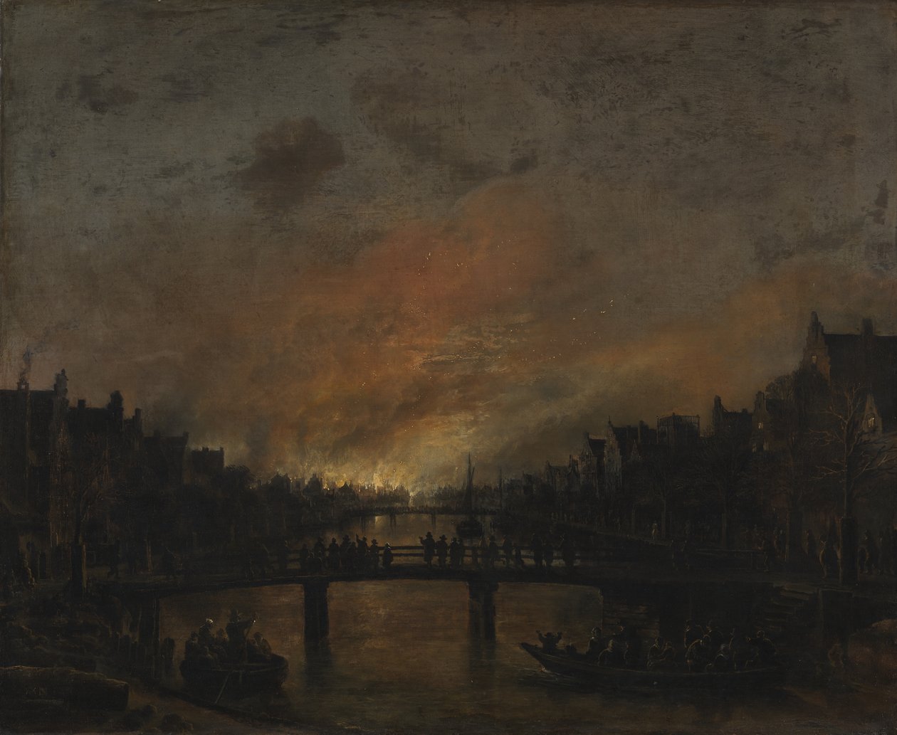 Incendio en Ámsterdam por la noche de Aert van der Neer