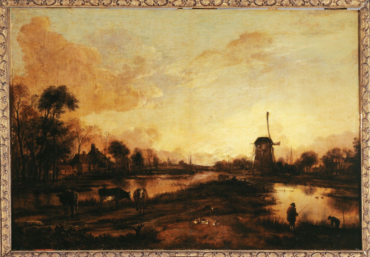 Puesta de sol en el Yssel, hacia 1645 (óleo) de Aert van der Neer