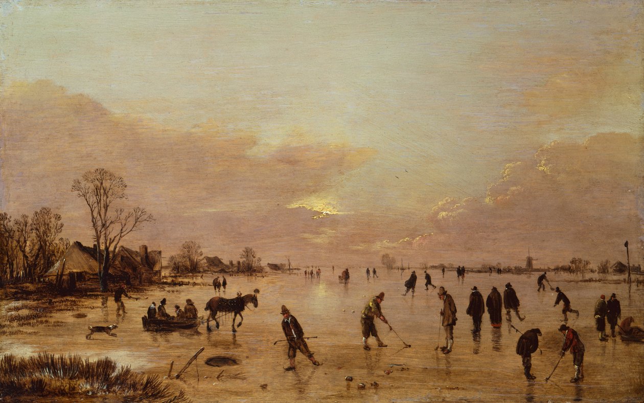 Paisaje de invierno al atardecer de Aert van der Neer