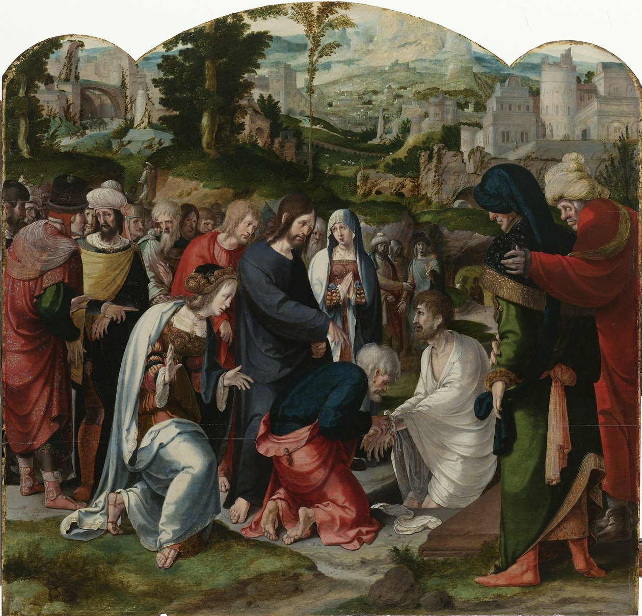 La resurrección de Lázaro, panel central del tríptico, c.1530 de Aertgen Claesz van Leyden