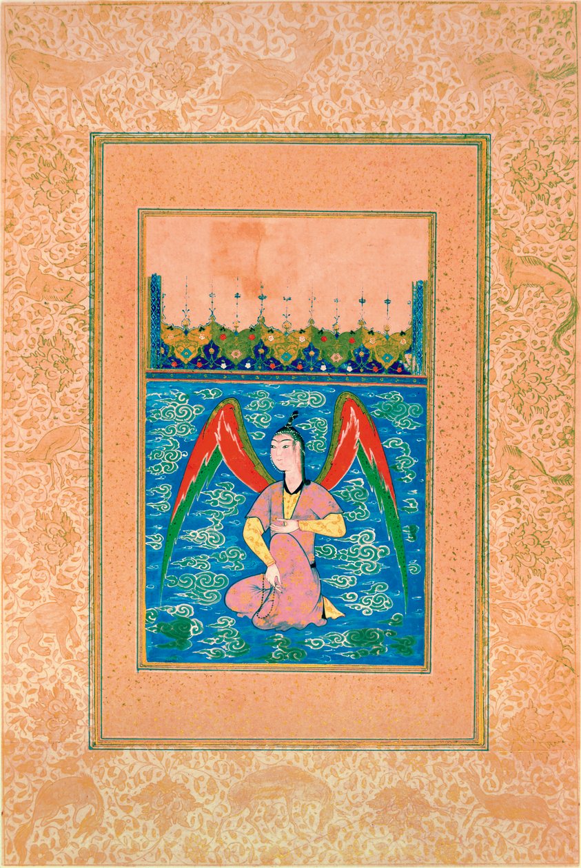 Un peri en el aire con un rosario, c.1500 de Afghan School