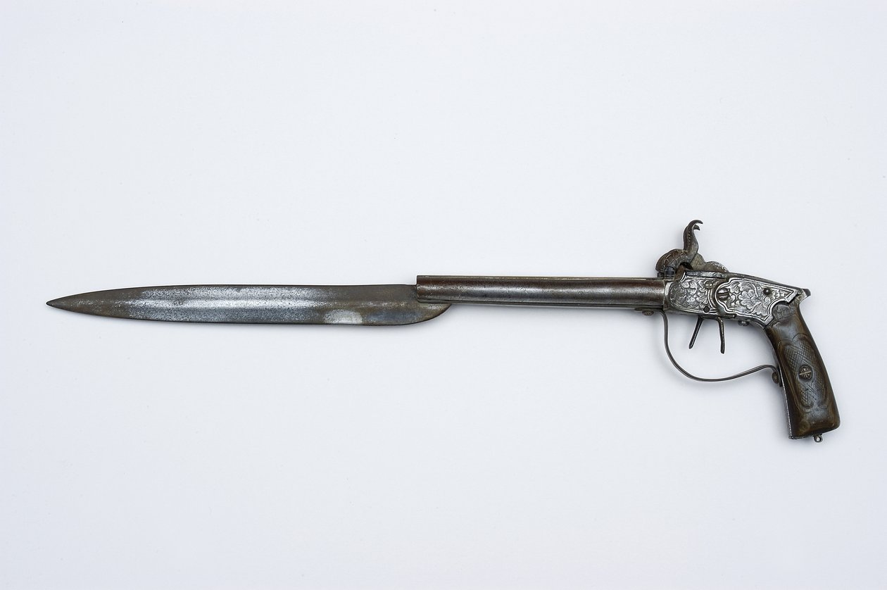 Pistola de percusión de doble cañón, c.1840 (acero, latón y cuerno) de African