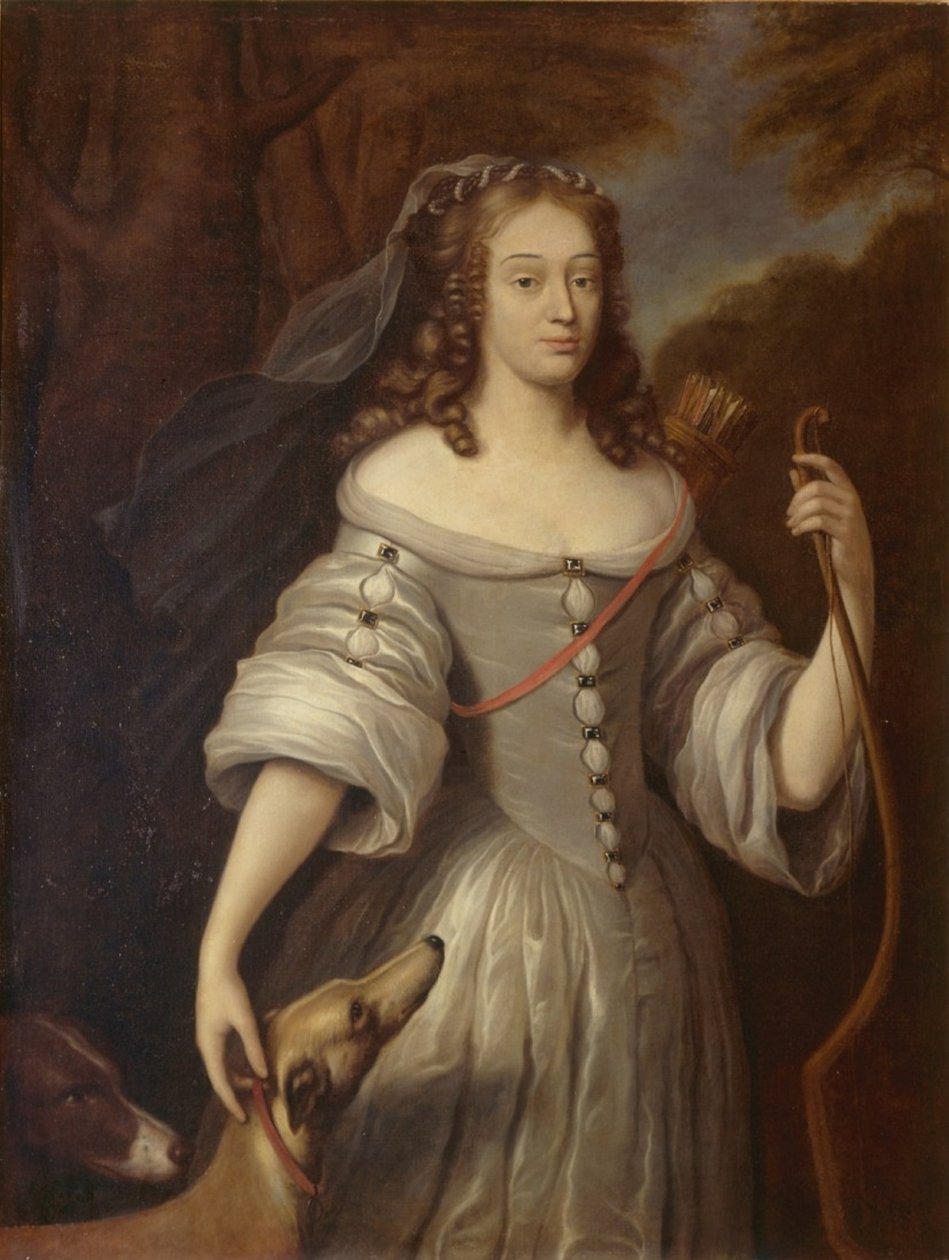 Retrato de Louise-Françoise de La Baume Le Blanc, duquesa de La Vallière como Diana de After Claude Lefèbvre