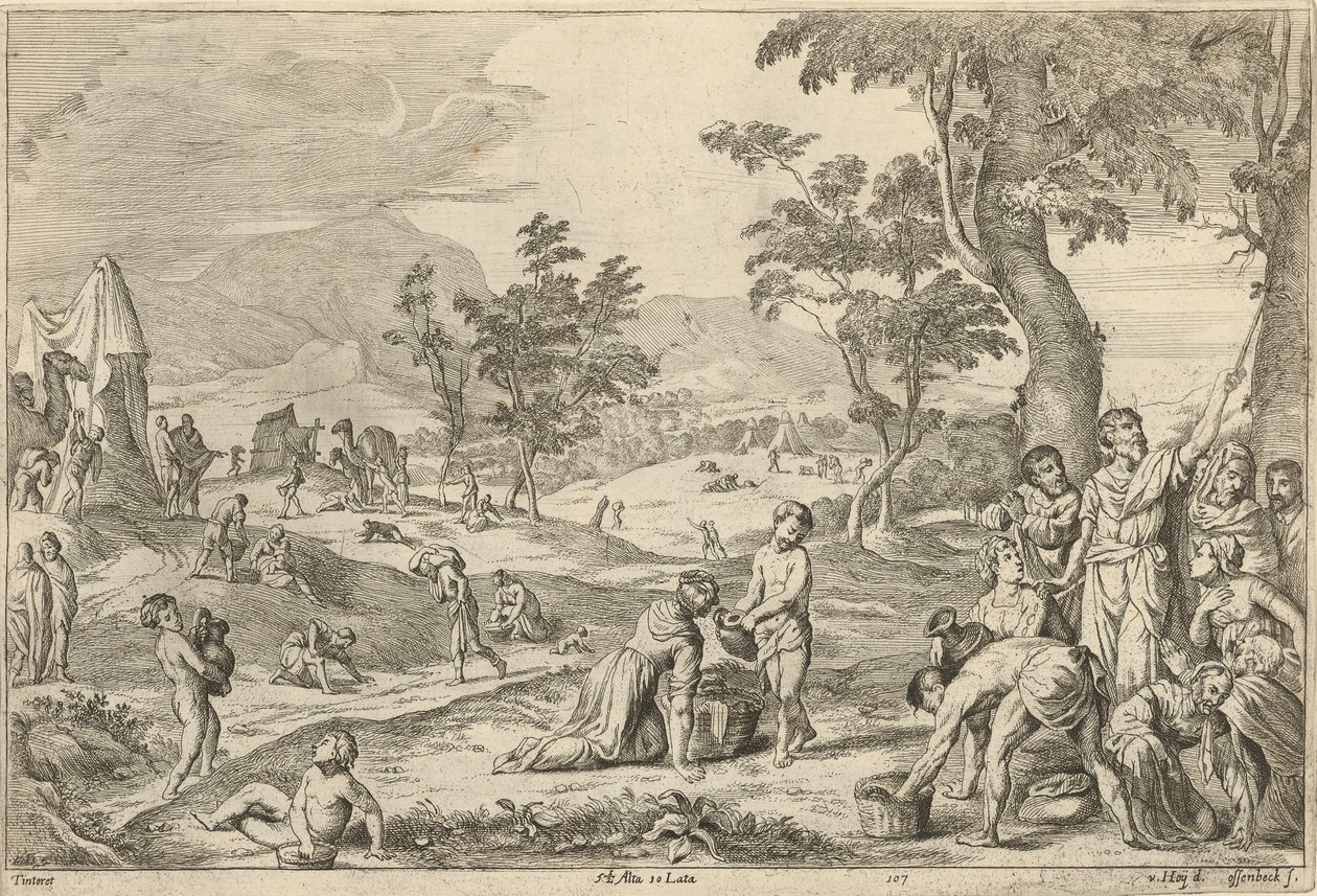 Israelitas recogiendo maná de After David Teniers the Younger