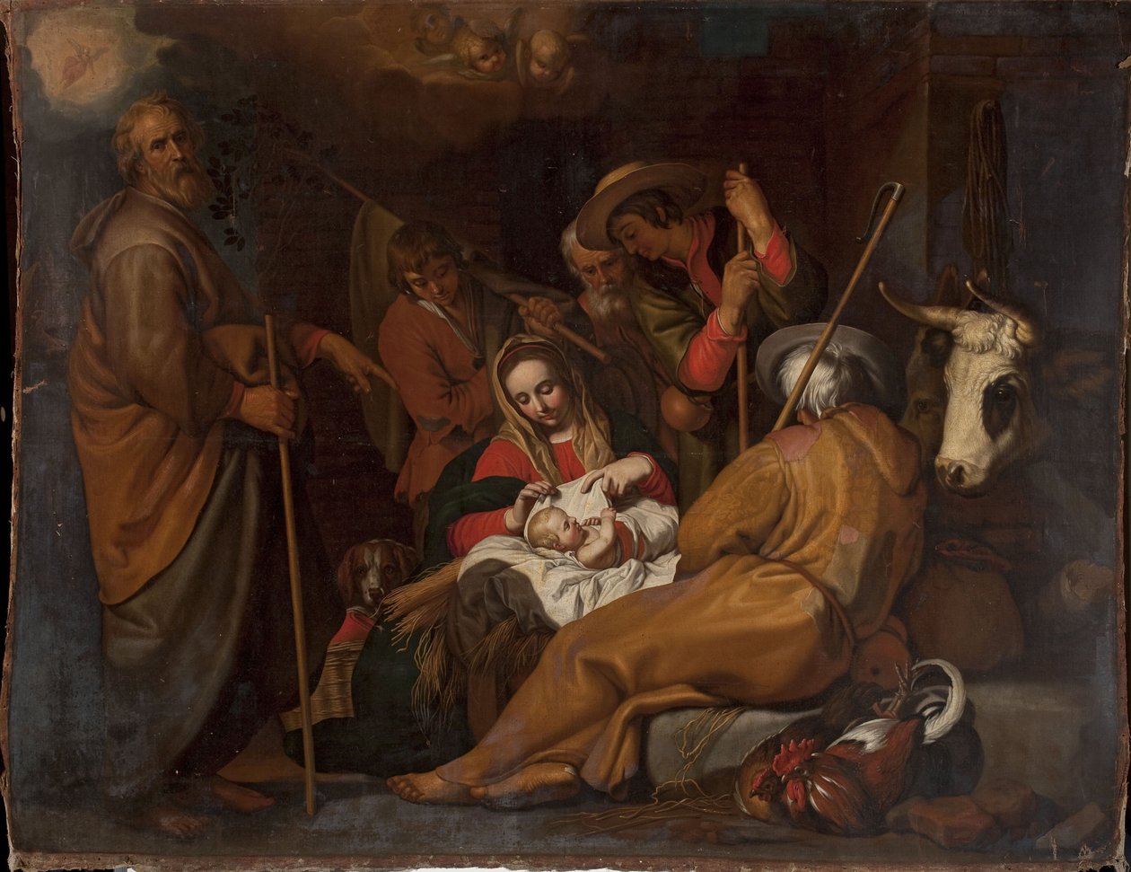 En polaco:  Pokłon pasterzy La adoración de los pastores de after Abraham Bloemaert