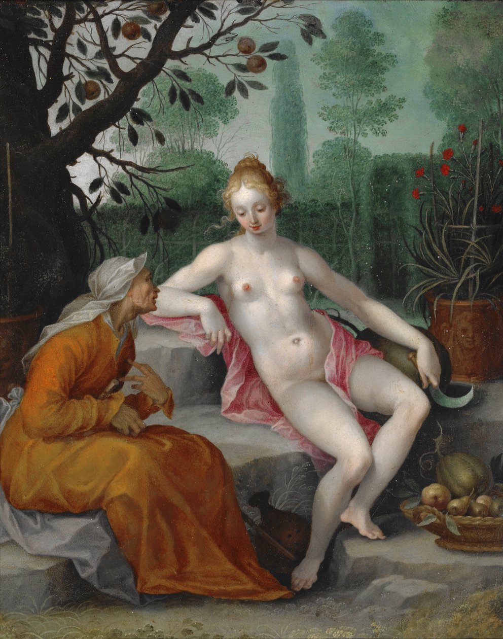 Vertumnus y Pomona de after Abraham Bloemaert