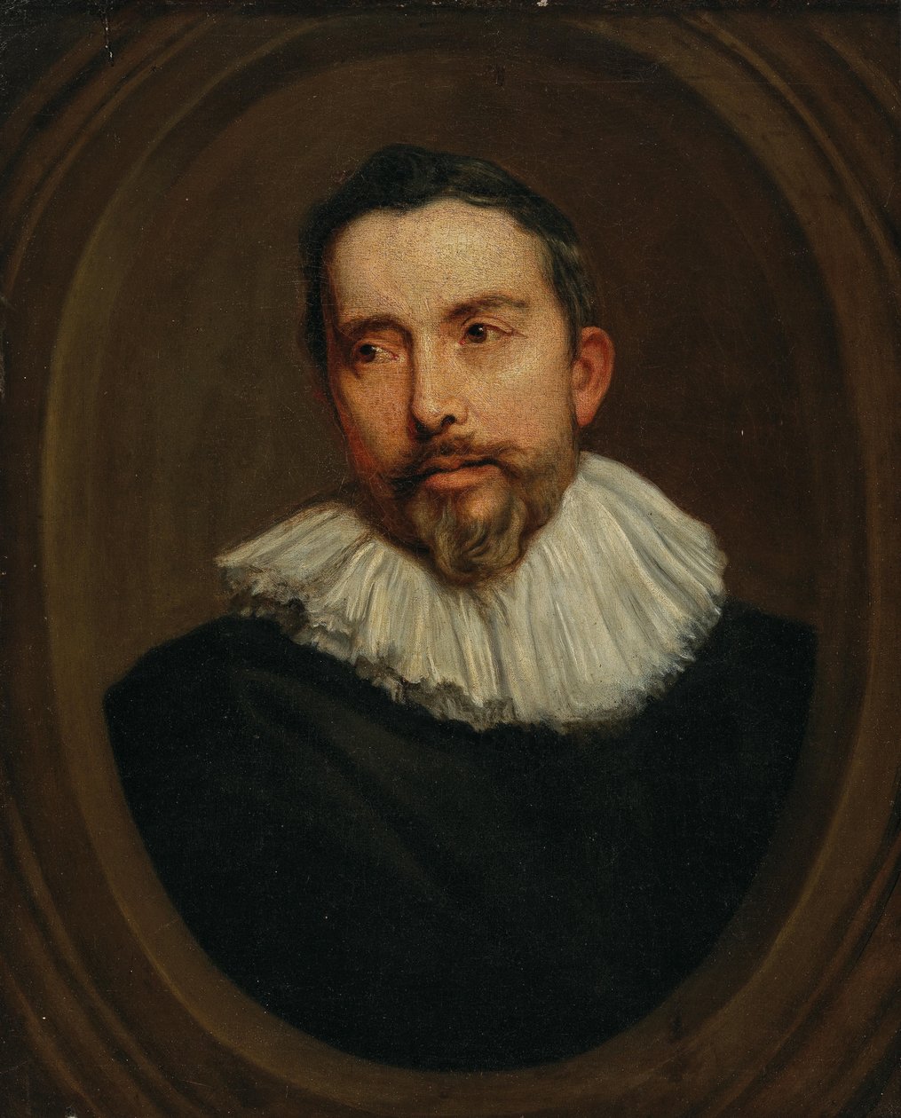 Retrato de un hombre en un óvalo pintado de after Anthony van Dyck