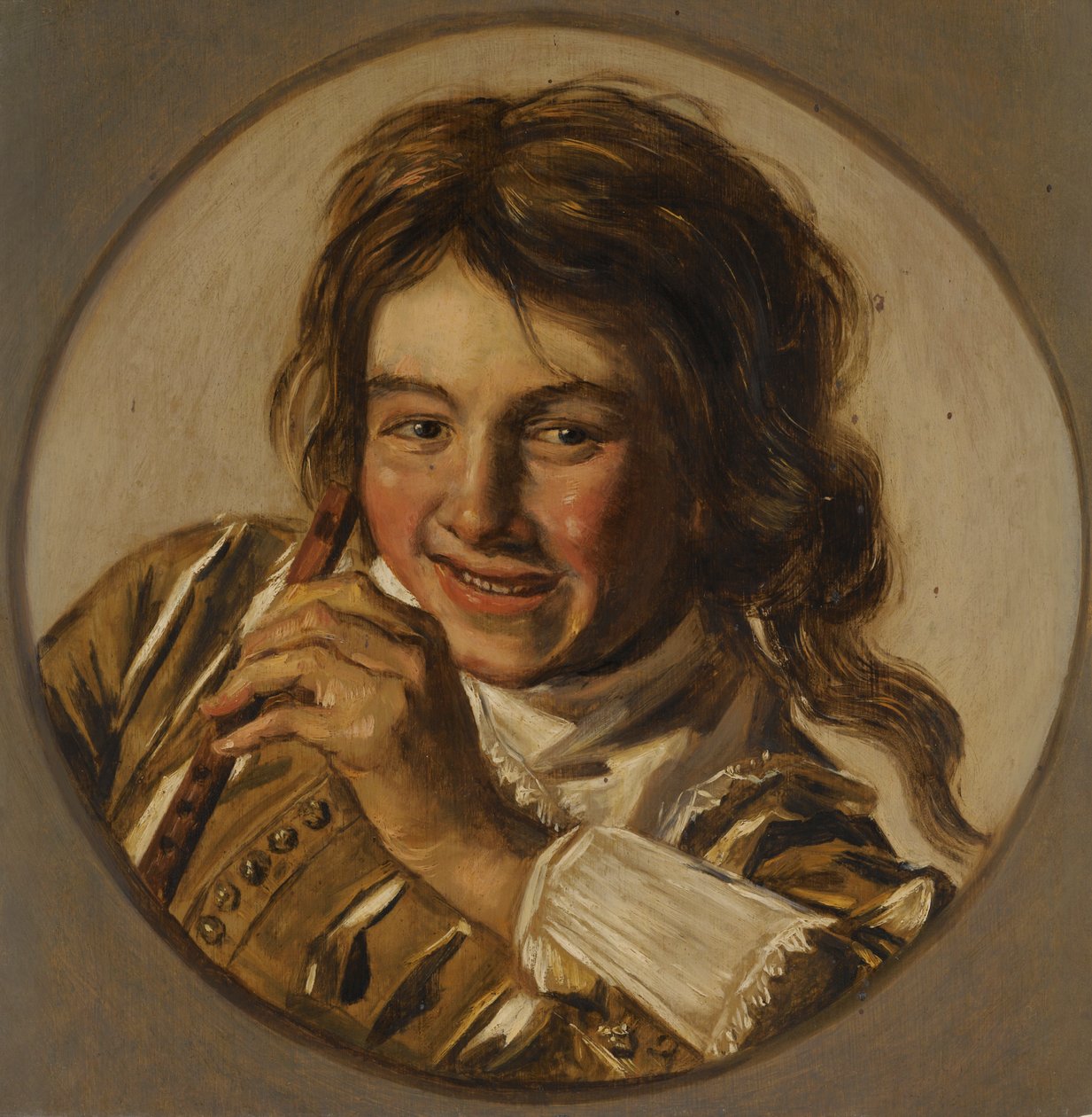 Niño risueño con una flauta de After Frans Hals