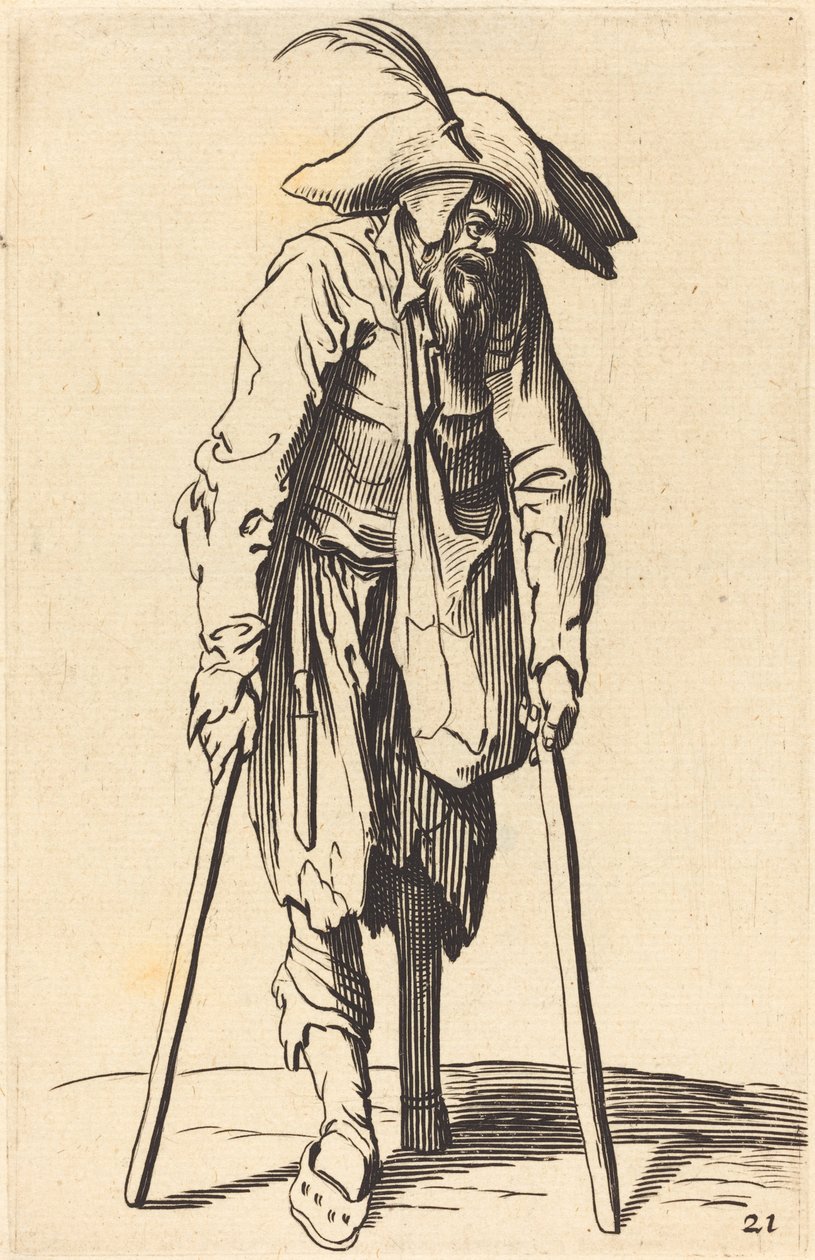 Mendigo con pierna de madera de After Jacques Callot