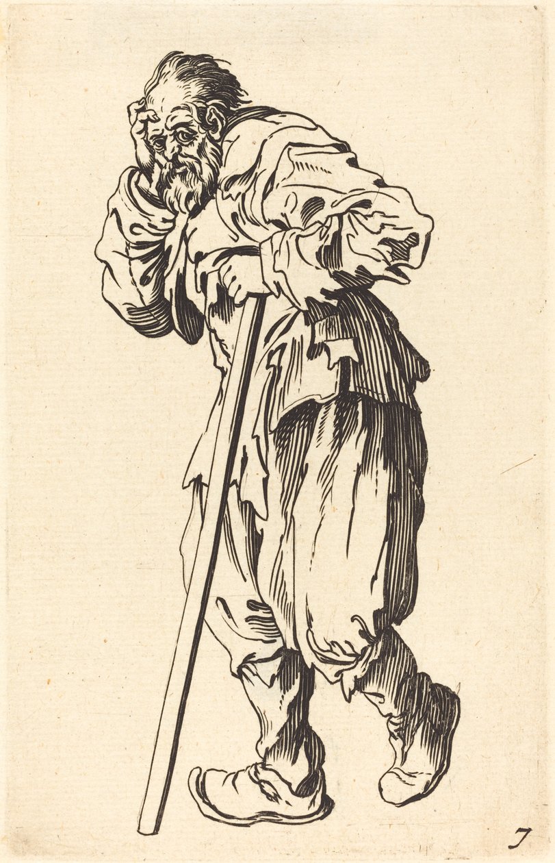Mendigo con un bastón de After Jacques Callot