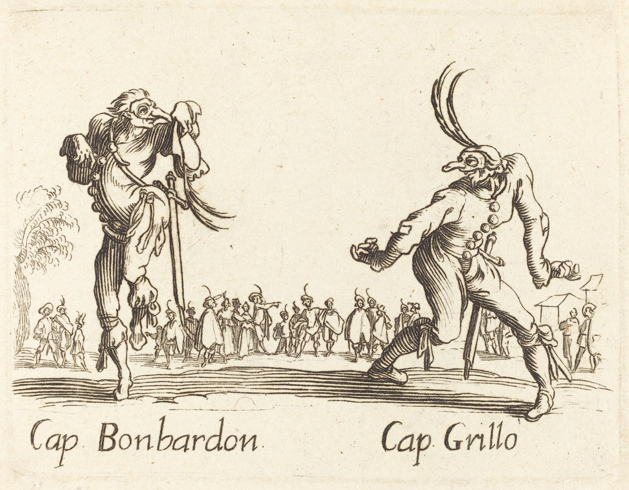 Capitán Bonbardon y Capitán Grillo de After Jacques Callot