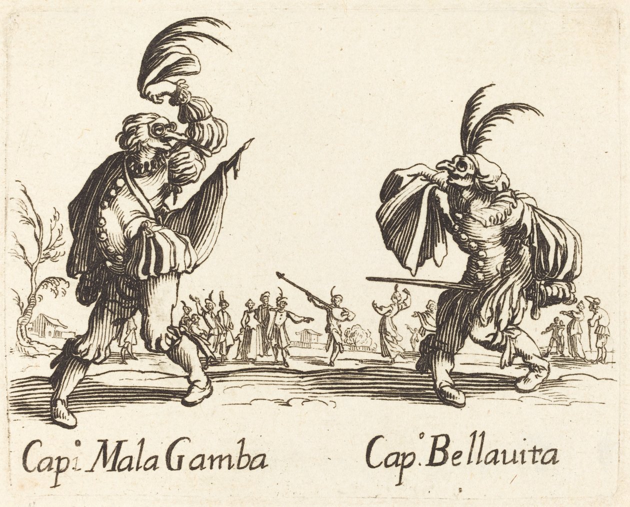 Cap. Mala Gamba y Cap. Bellavita de After Jacques Callot