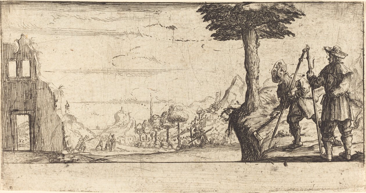 Paisaje con dos peregrinos de After Jacques Callot