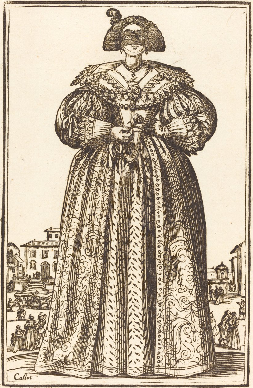 Mujer noble enmascarada de After Jacques Callot