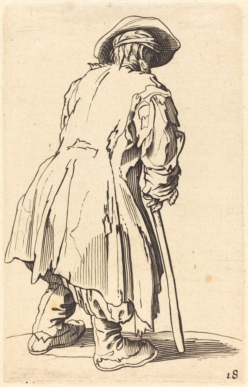 Viejo Mendigo con una Muleta de After Jacques Callot