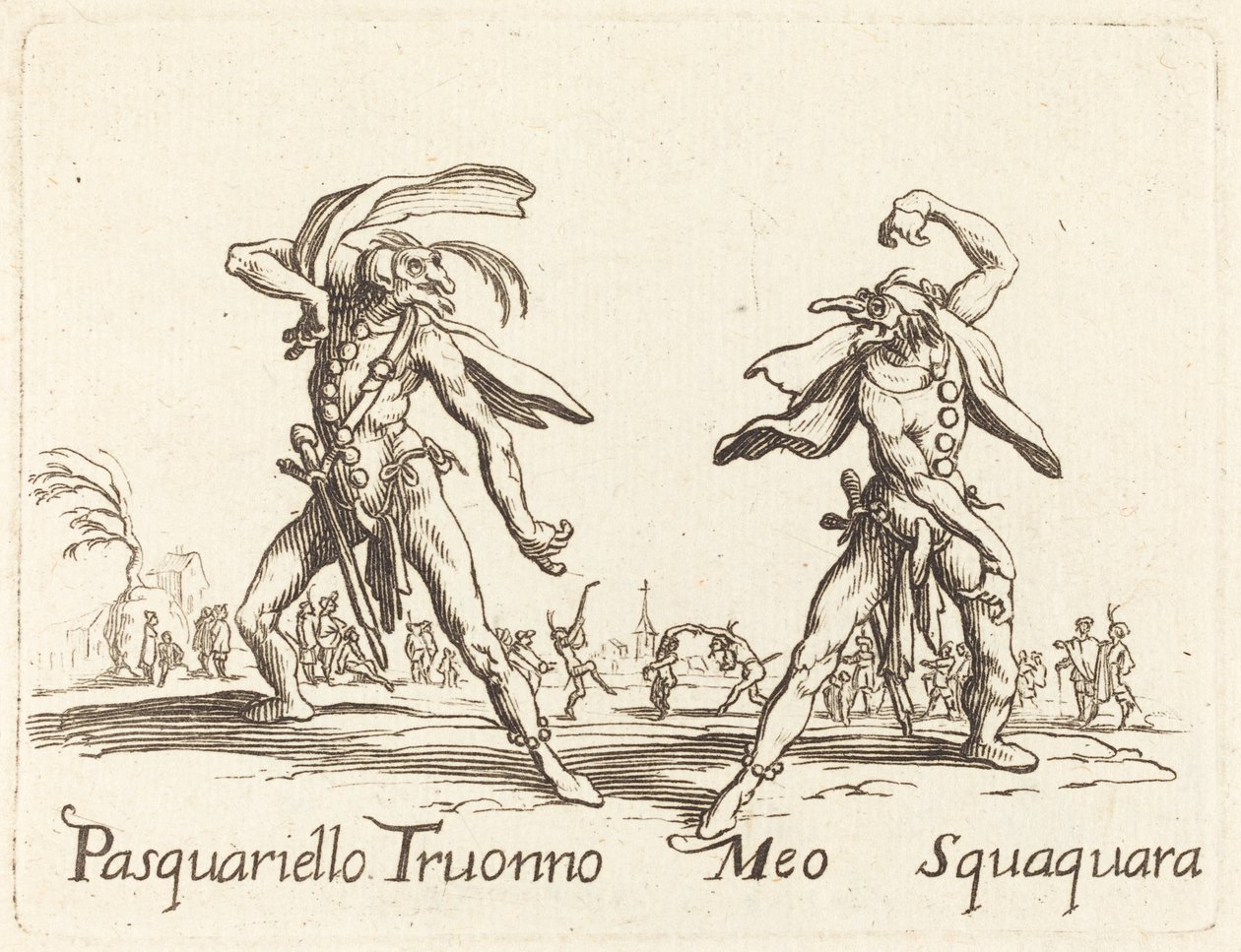Pasquariello Truonno y Meo Squaquara de After Jacques Callot