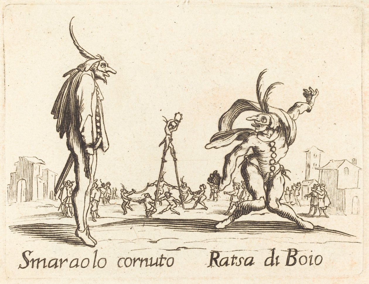 Smaralo Cornuto y Ratsa di Boio de After Jacques Callot
