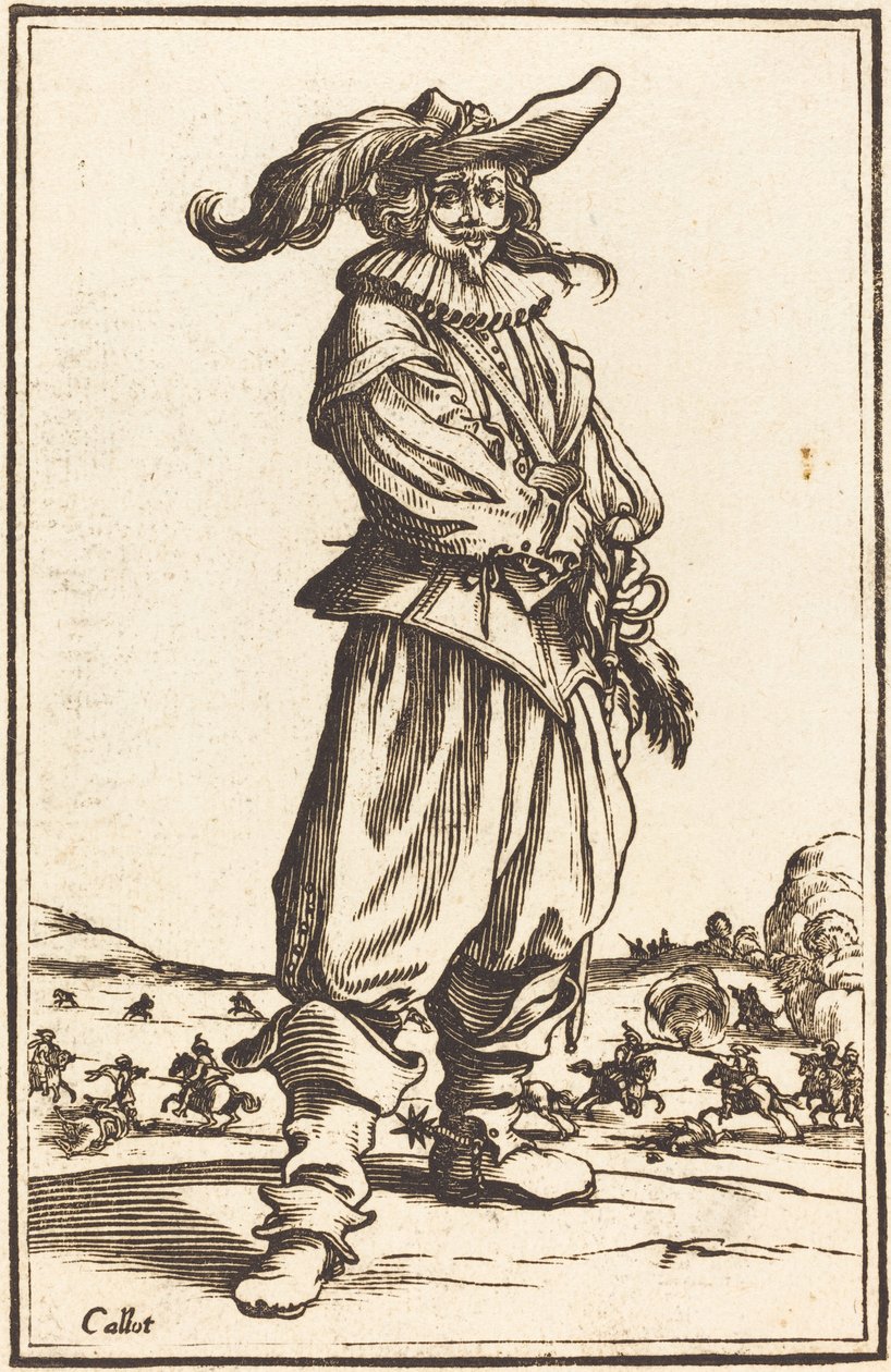 Soldado con Gorro de Plumas de After Jacques Callot