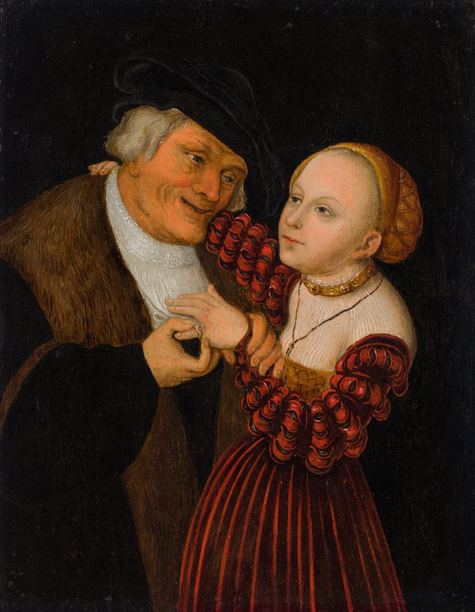 Alemán: Ungleiches Paar An Ill-matched Pair de after Lucas Cranach the Elder