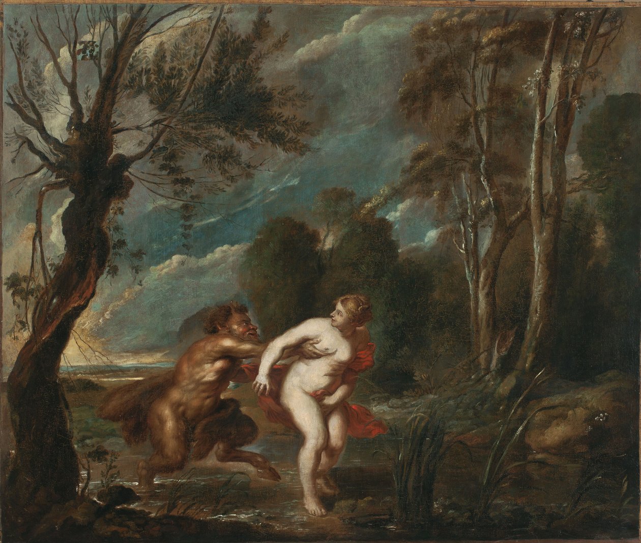 Paisaje con una ninfa y un sátiro de after Peter Paul Rubens