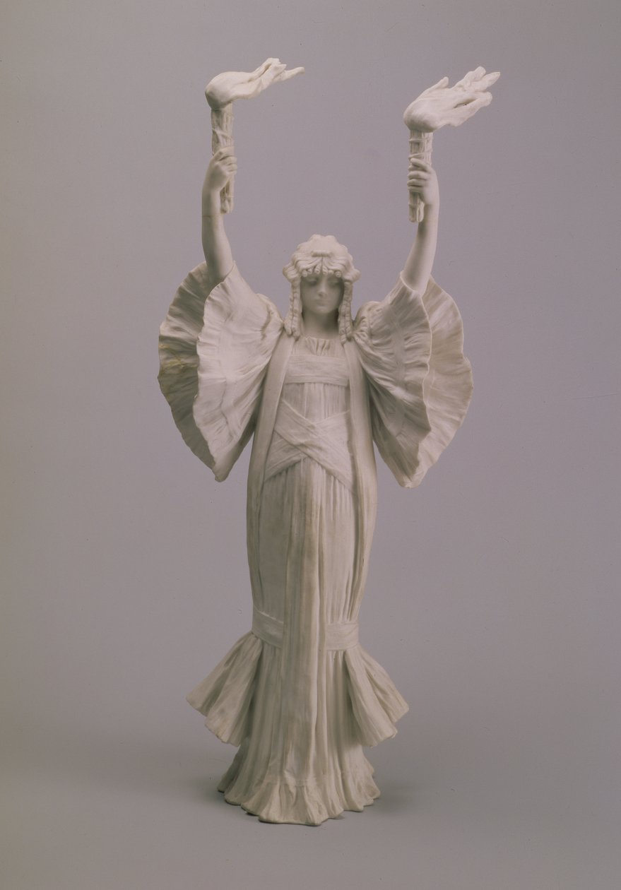 Bailarina con antorchas de un centro de mesa, Sevres, 1900 de Agathon Leonard