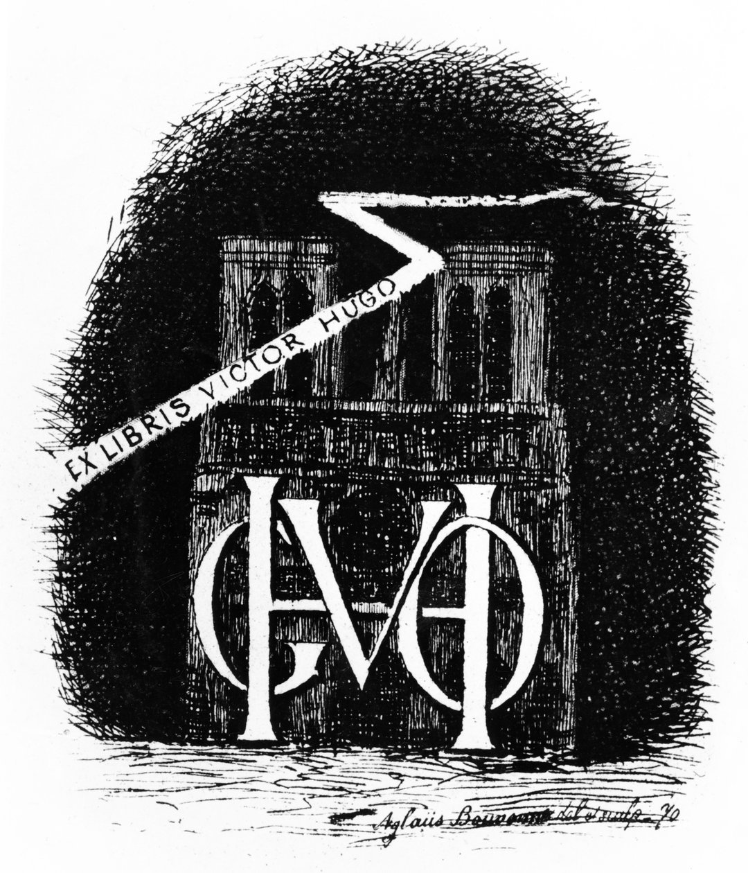 Ex-libris para Victor Hugo, 1870 de Aglaüs Bouvenne