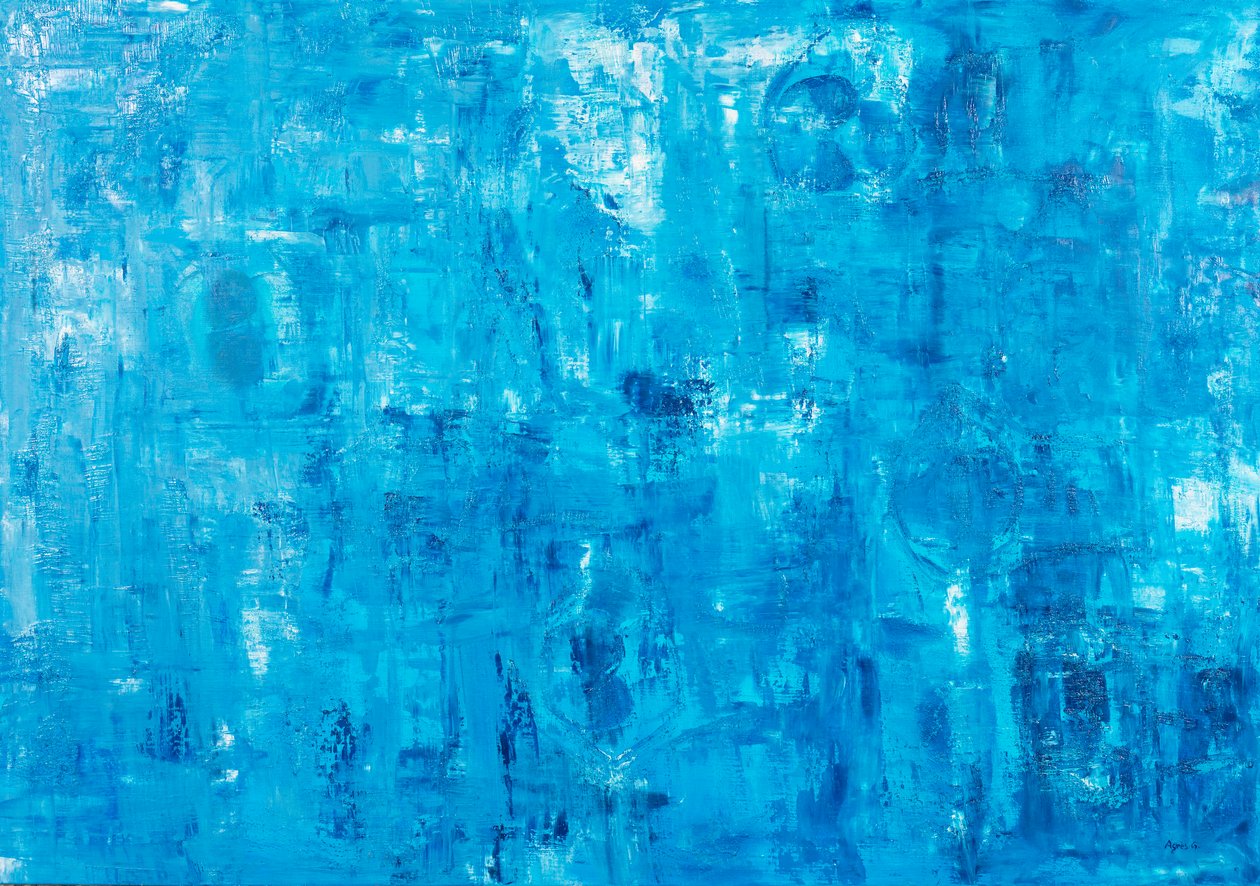 Les Témoins, 2018 (técnica mixta con arena y óleo) de Agnes Girardon